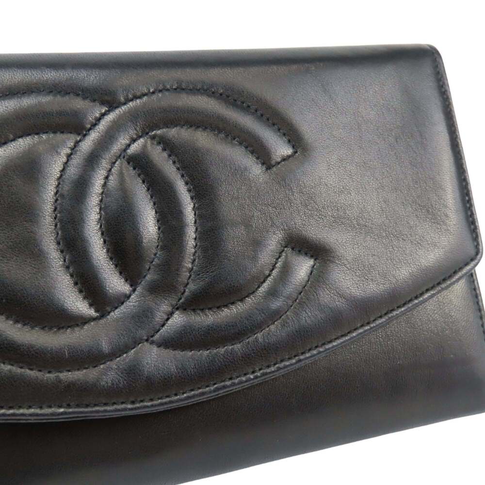 CHANEL Black Lambskin Leather Logo Wallet - Picture 6 of 16